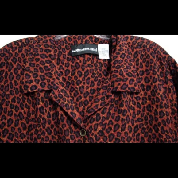 Sag Harbor Sz 14 Safari Leopard Giraffe Rayon Button Short Sleeve Shirt - Picture 4 of 6